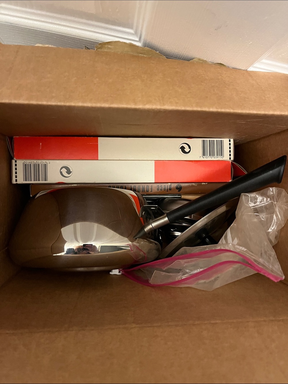 Stainless Steel fondue kit vintage come with fuel and fondue sticks